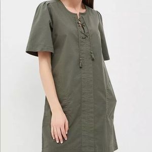Gap Lace-Up Shift Dress, Sz S Baby Tweed